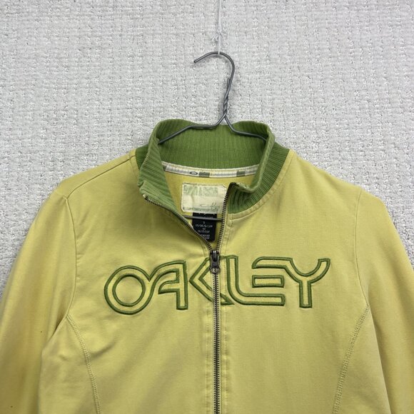 Y2K 00s Oakley Full Zip Sweatshirt Women’s Sz S Yellow / Green VTG Retro Read - Picture 2 of 16